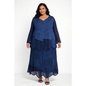 BFA Classics 2 Piece Boho Skirt Set –Vintage Embroidered Patchwork Maxi Set - 3X